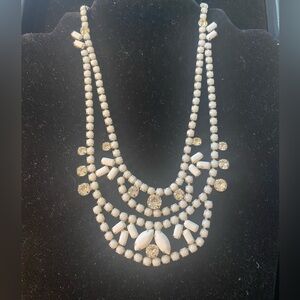 Vintage Weiss Milk Glass Rhinestone Necklace